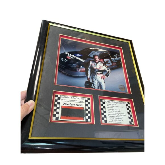 Dale Earnhardt Framed Memorabilia With Authentic Racing Tire Piece & Career High - Picture 5 of 8